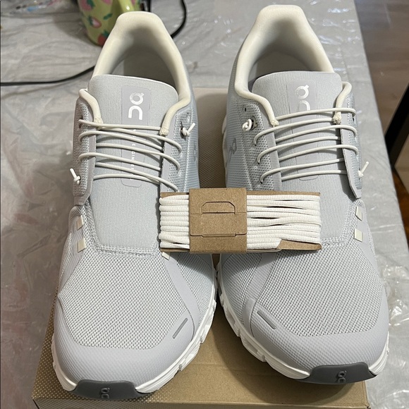 On Running Men's Shoes in Light Gray and White